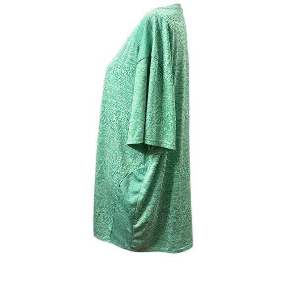 Green Heathered V-Neck Tunic Unisex Top Size 3XL Relaxed Fit Short Sleeve - Picture 2 of 10
